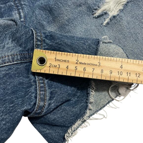 Express Womens Shorts Size 14 Blue Mom Shorts Button Fly Super High Rise Denim - Picture 12 of 13